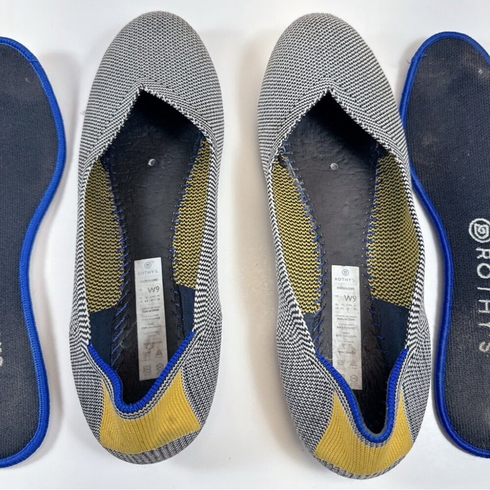 Rothy's Womens 9 Shale Ribbon Stripe Round Toe Flats - Picture 13 of 14